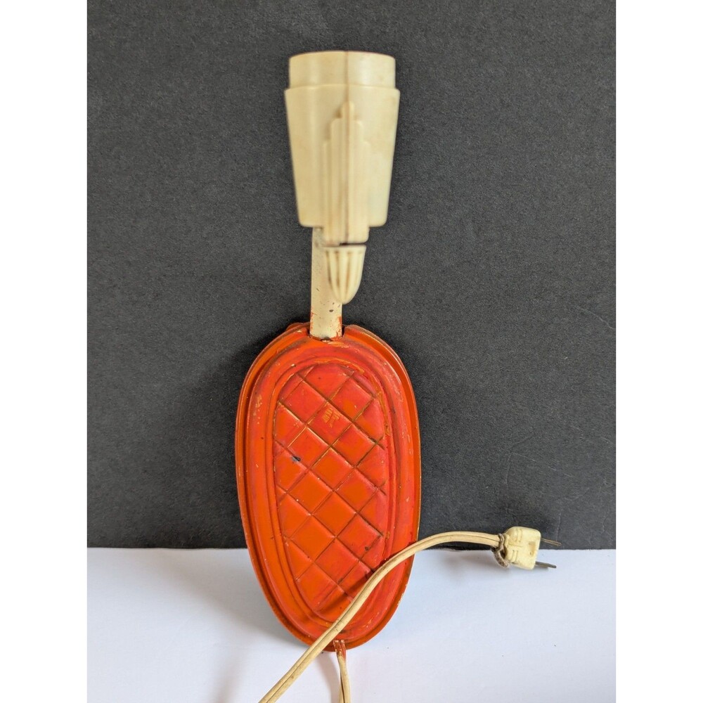Vtg Metal Art Deco Wall Mount Sconce Light Fixture With Cord & Switch